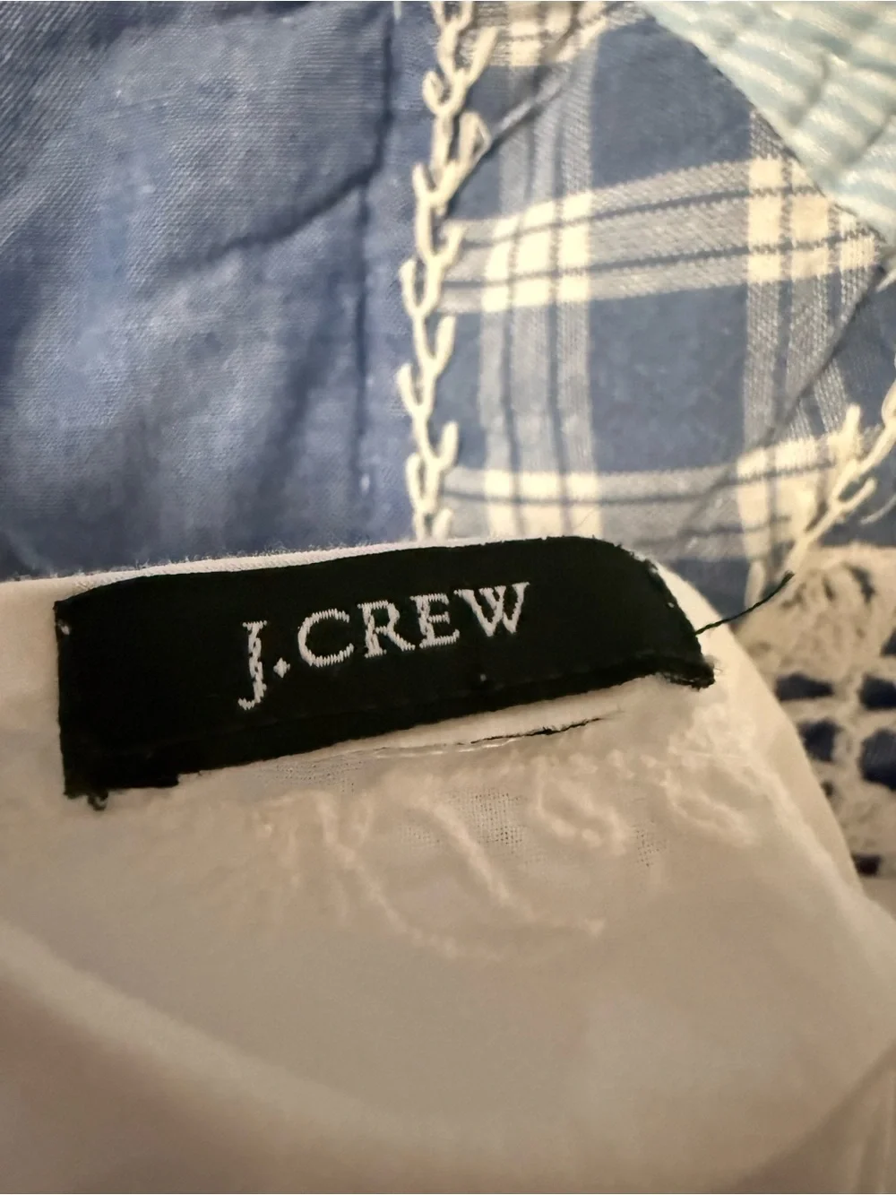 J.Crew Ivory Embroidered Long Sleeve Tunic Blouse Boho Coastal